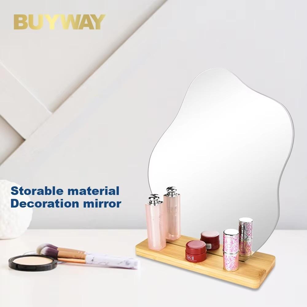 Style Irregular Wooden Makeup Mirror, Desktop Unique Shape Touch-Up Mirror, Photo Atmosphere Enhancer, Perfect for Beauty Lovers