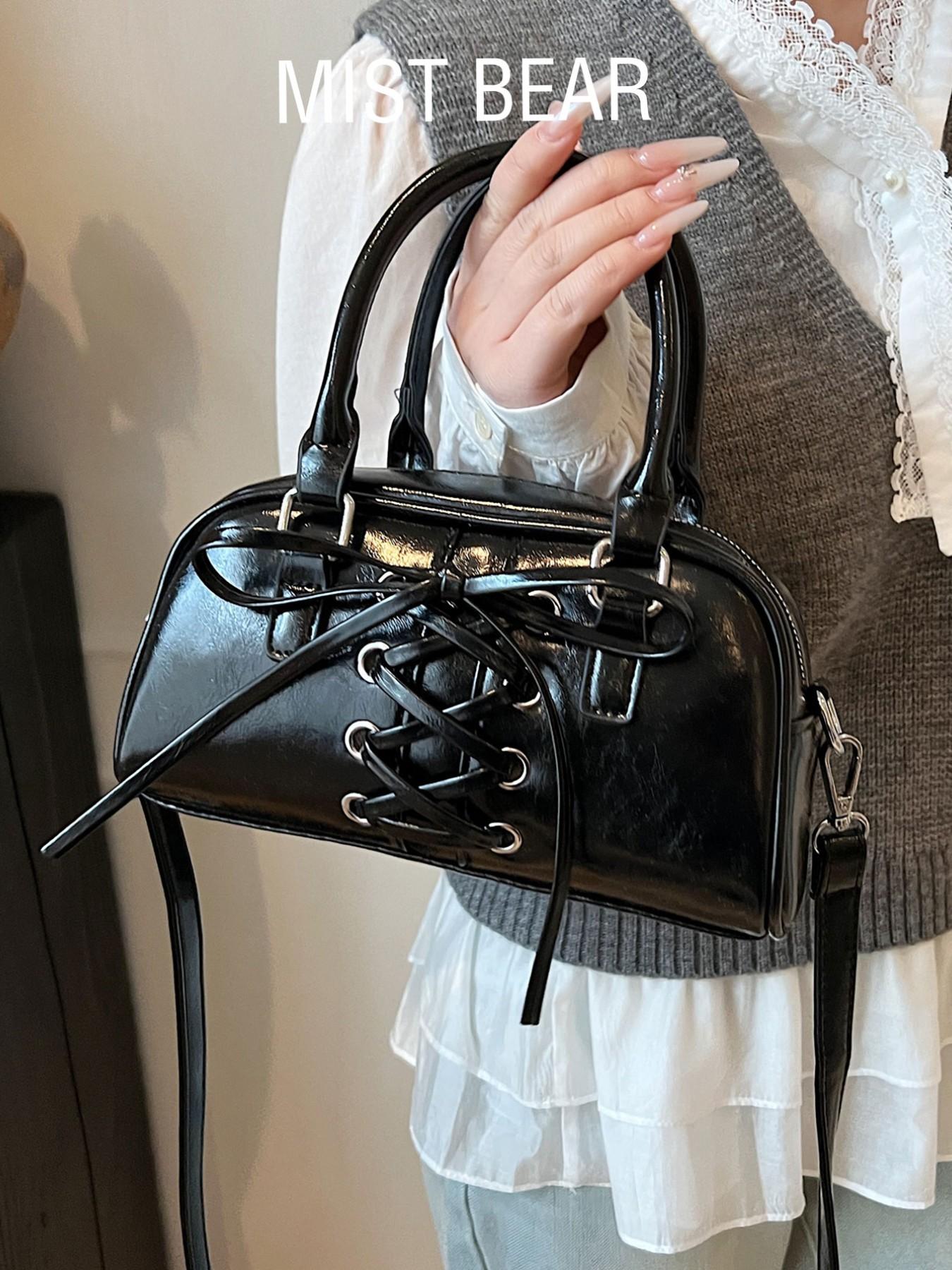 Women's PU Leather Crossbody Bag, Adjustable Strap, Zip Closure, Butterfly Knot Design, Ideal for Office, Work, Travel, Outdoor Activities