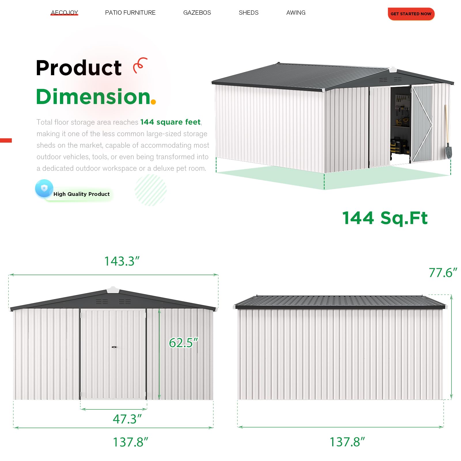【3 Packages Shipping】Large Heavy-Duty Metal Storage Shed - Extra Large Steel Outdoor Shed with Lockable Doors for Garden Tools, Workspace & Utility Storage 【3 Packages Shipping】Large Heavy-Duty Metal Storage Shed - Extra Large Steel Outdoor Shed with Lockable Doors for Garden Tools, Workspace & Utility Storage