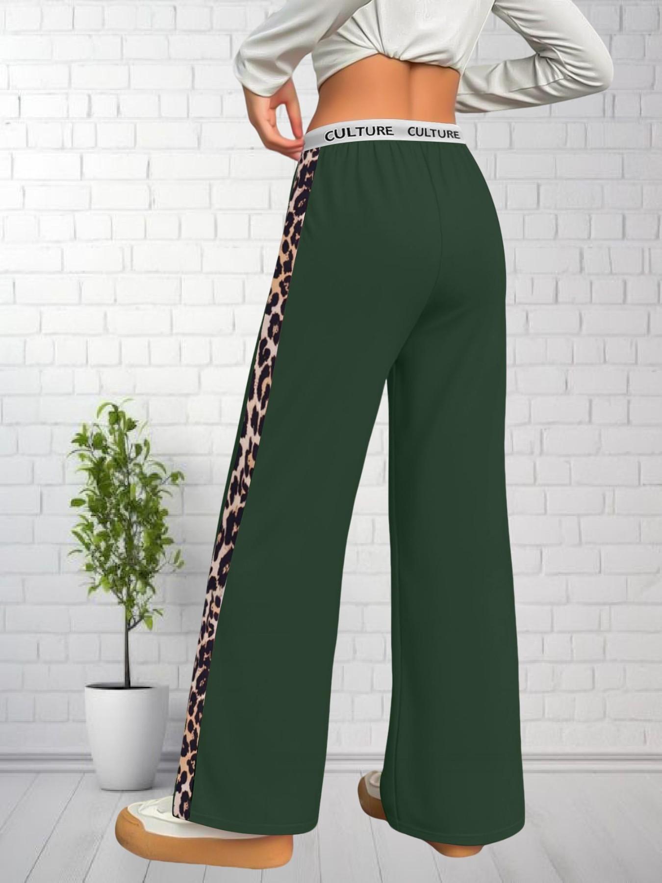 American Retro Leopard Print Straight Leg Pants, Lightweight Breathable Loose Fit, Summer Streetwear Casual Long Pants