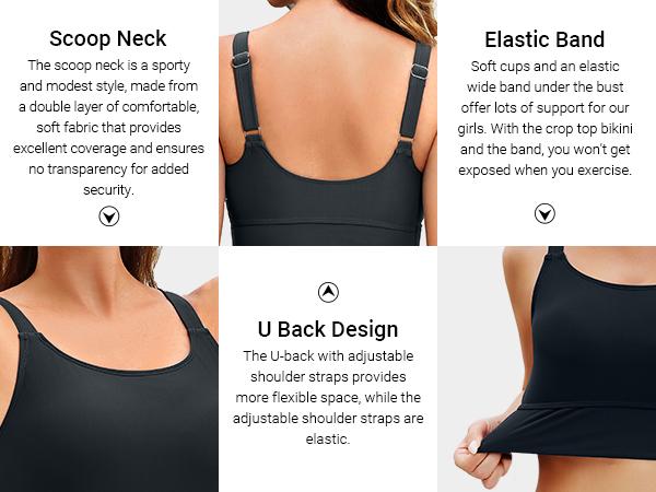 Aqua Eve Women Sports Bra Swim Tops - Crop Bikini Top Supportive Bathing Suit Top Swimwear