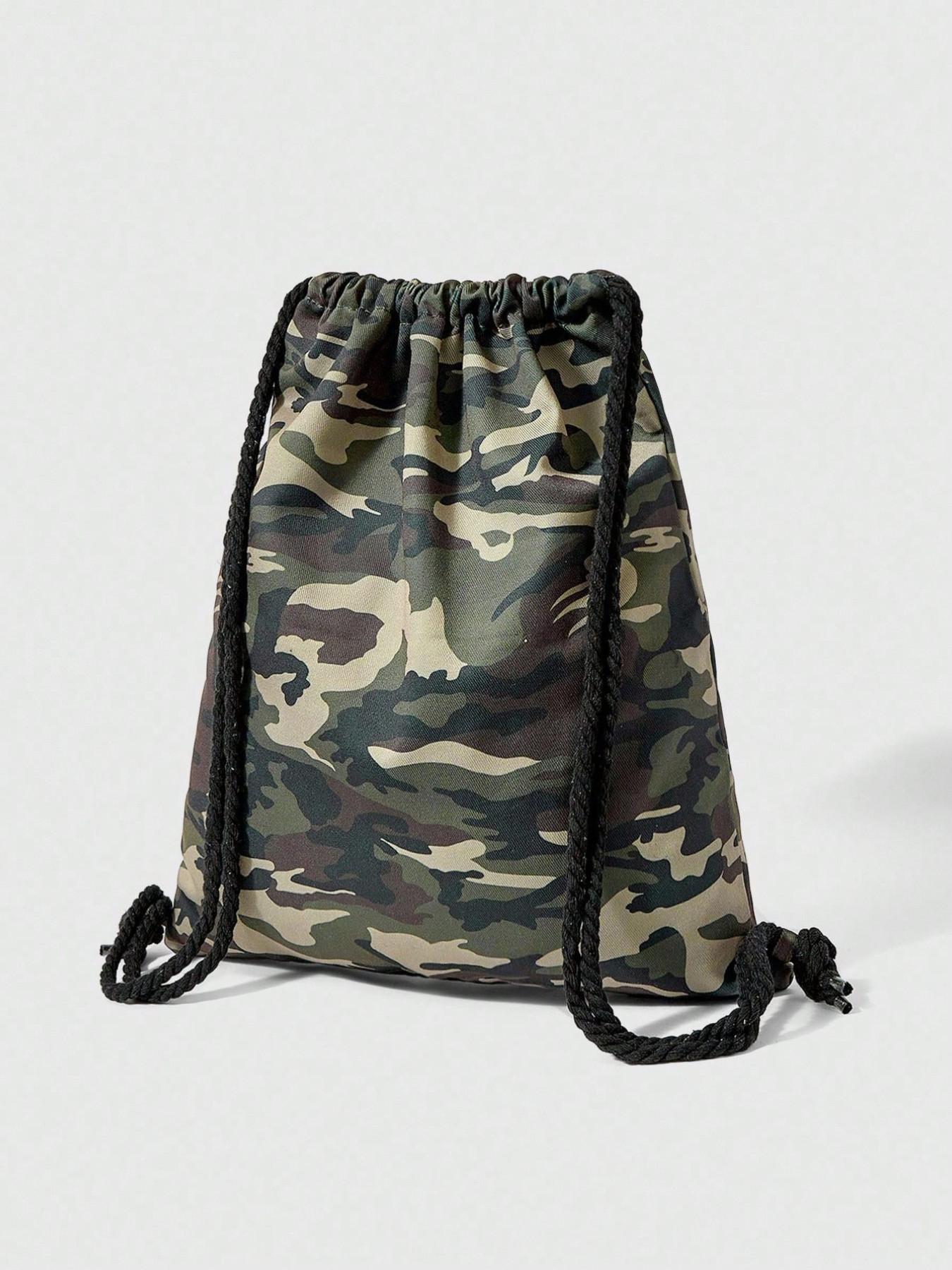 Camouflage Drawstring Backpack, Large Capacity Multi-Pocket Casual Unisex Bag, Suitable for Commuting, Social Events, Shopping