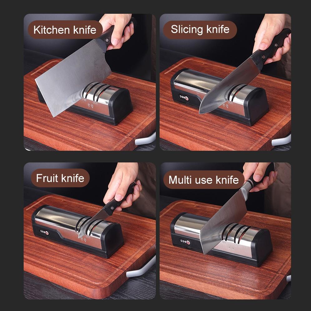 Electric Knife Sharpener High Precision Multi-Function Home Use, Automatic Kitchen Knife Scissors Grinder, USB Rechargeable Sharpening Machine