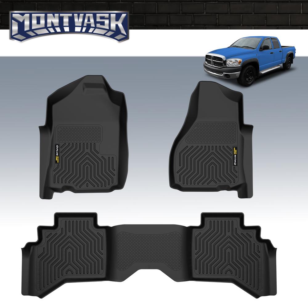 CROSSDESIGN TPE Floor Mats Liner Set All Weather TPE Rubber Waterproof Durable Fit For 02-09 Dodge Ram 1500 2500 3500 Quad Cab 3D Molded