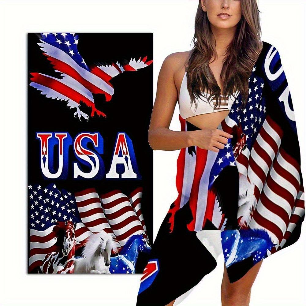 Trendy American Style Beach Towel Flag Horse Print Microfiber Soft Quick Dry Super Absorbent Ideal For Beach Pool Travel Party Decoration And Tea Towel Match Team Color Matching large Trendy American Style Beach Towel Flag Horse Print Microfiber Soft Quick Dry Super Absorbent Ideal For Beach Pool Travel Party Decoration And Tea Towel Match Team Color Matching large