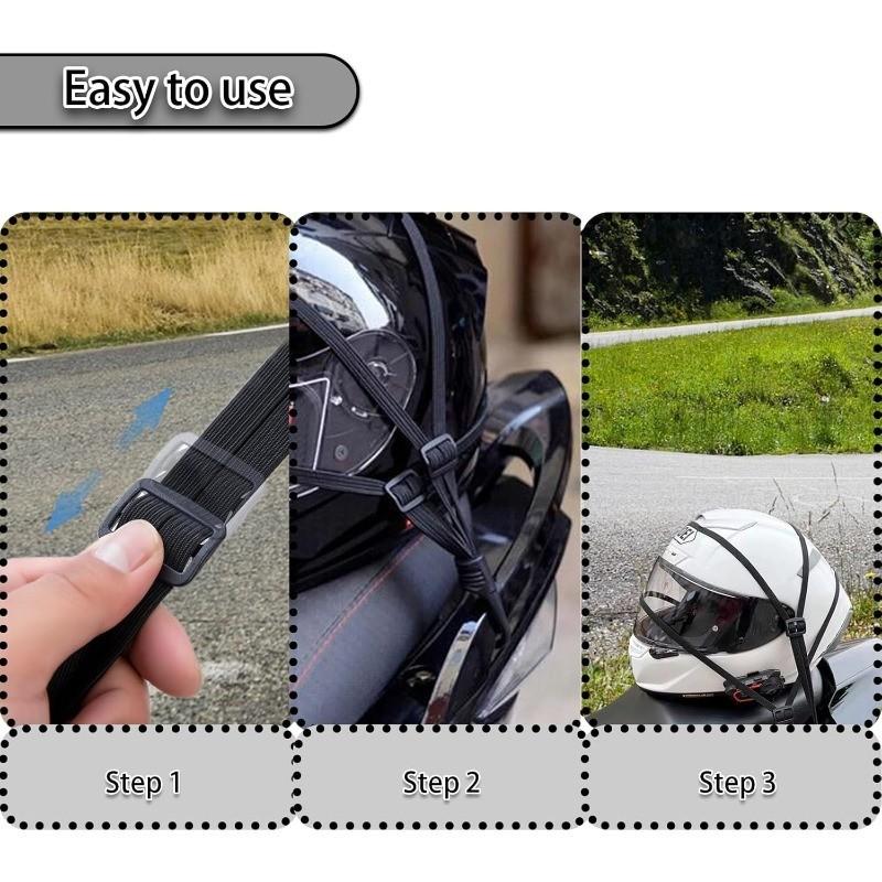 5pcs Universal Motorcycle Helmet Lanyard, Adjustable Elastic Rope with Dual Hooks, Four-Strand Split Binding Strap