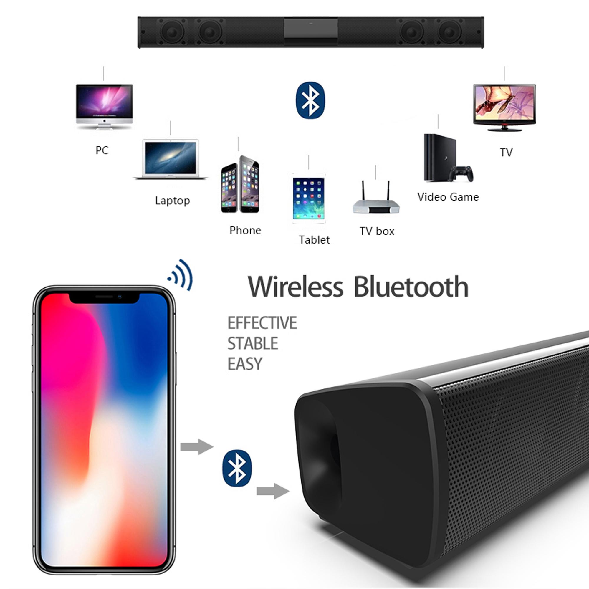 Sound Bar for Smart TV with Subwoofer, Wireless Bluetooth 5.0 Surround System for Home Theater, TF/AUX/U Disk/TWS, Deep Bass for PC/Gaming/Projector Home Theater, for Studio, Live, Stage