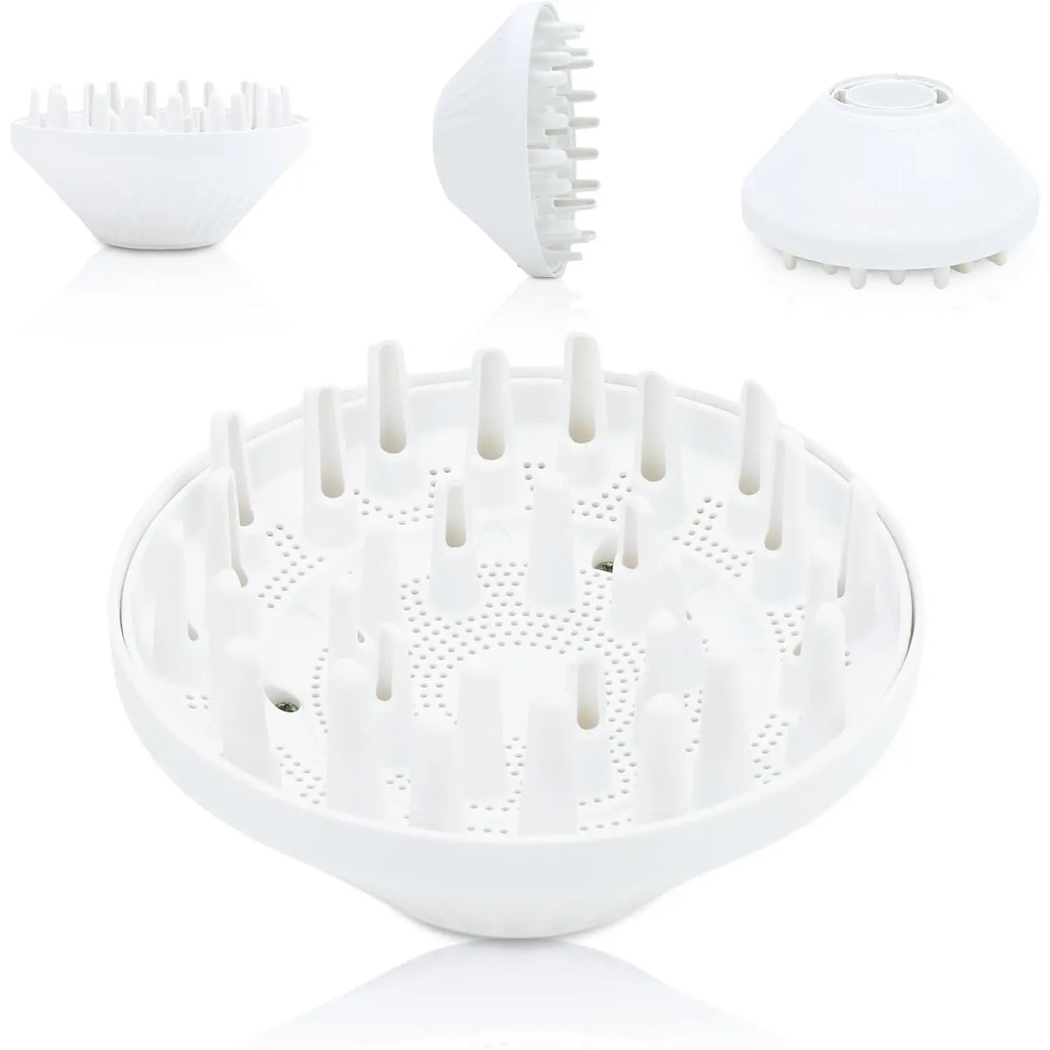 Compact Hair Dryer Diffuser Attachment for Home Salon Travel Use White Blow Dryer Accessories