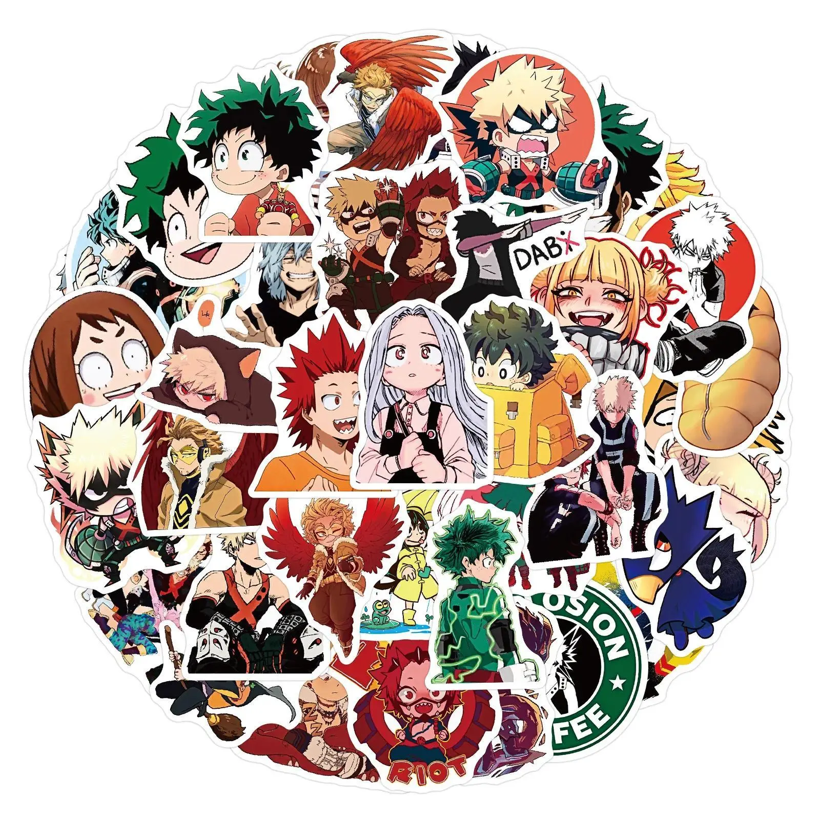 50Pcs My Hero Academy Stickers Deku and Bakugou Katsuki Stickers Cartoon Manga Stickers Refrigerator Cup Waterproof Stickers