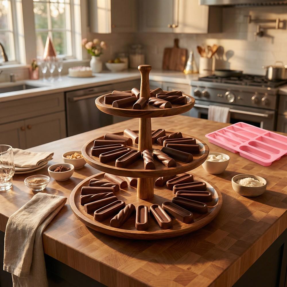 3pcs 8-Cavity Long Rectangle Silicone Cake Molds, 3D Chocolate Cream Cake, Brownie, French Dessert Mold, Baking Tools