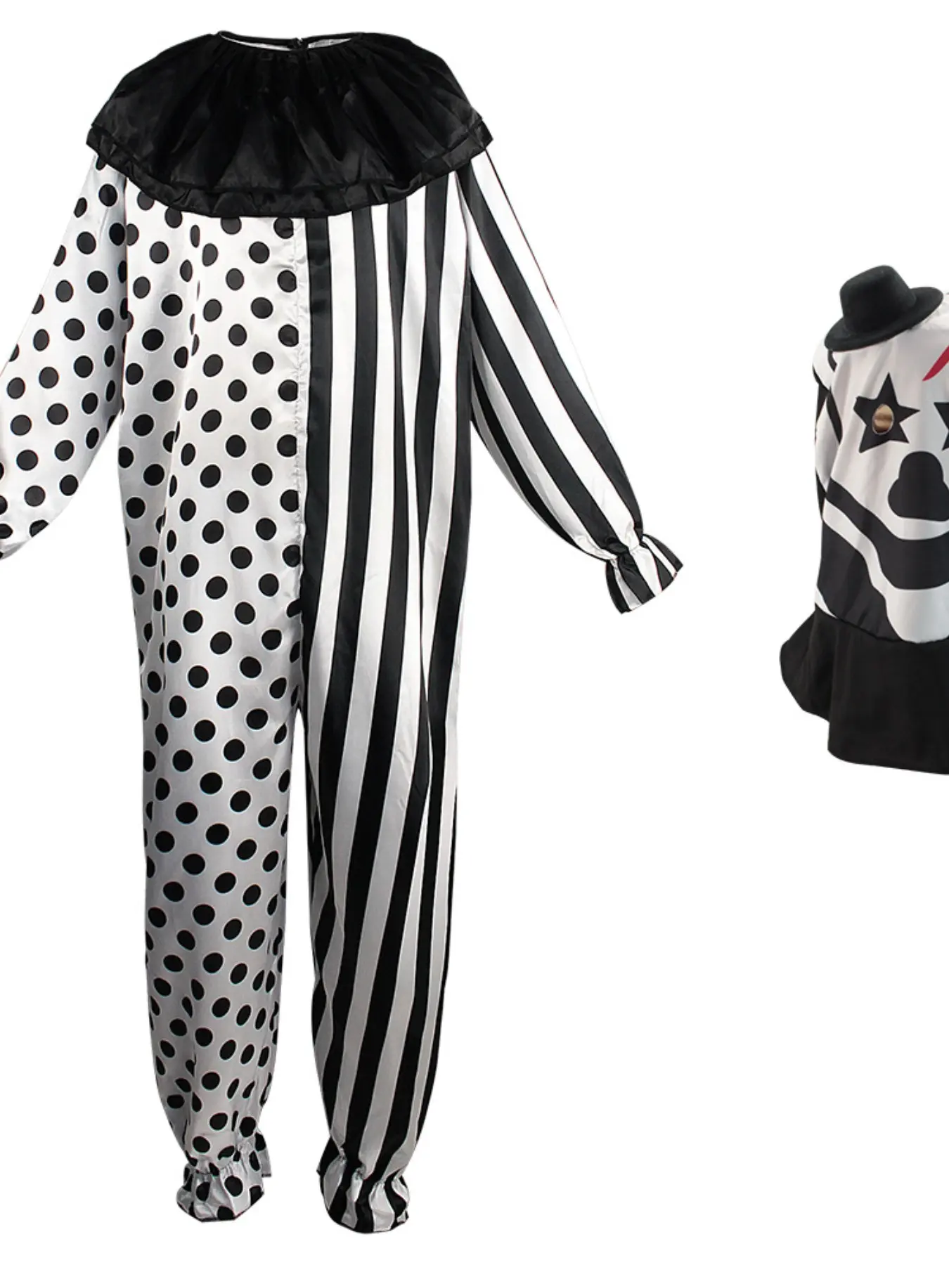 Game Clown Cosplay Costume, Halloween Carnival Party Dress, Cartoon Pattern, Fitted, All Seasons, Unlined