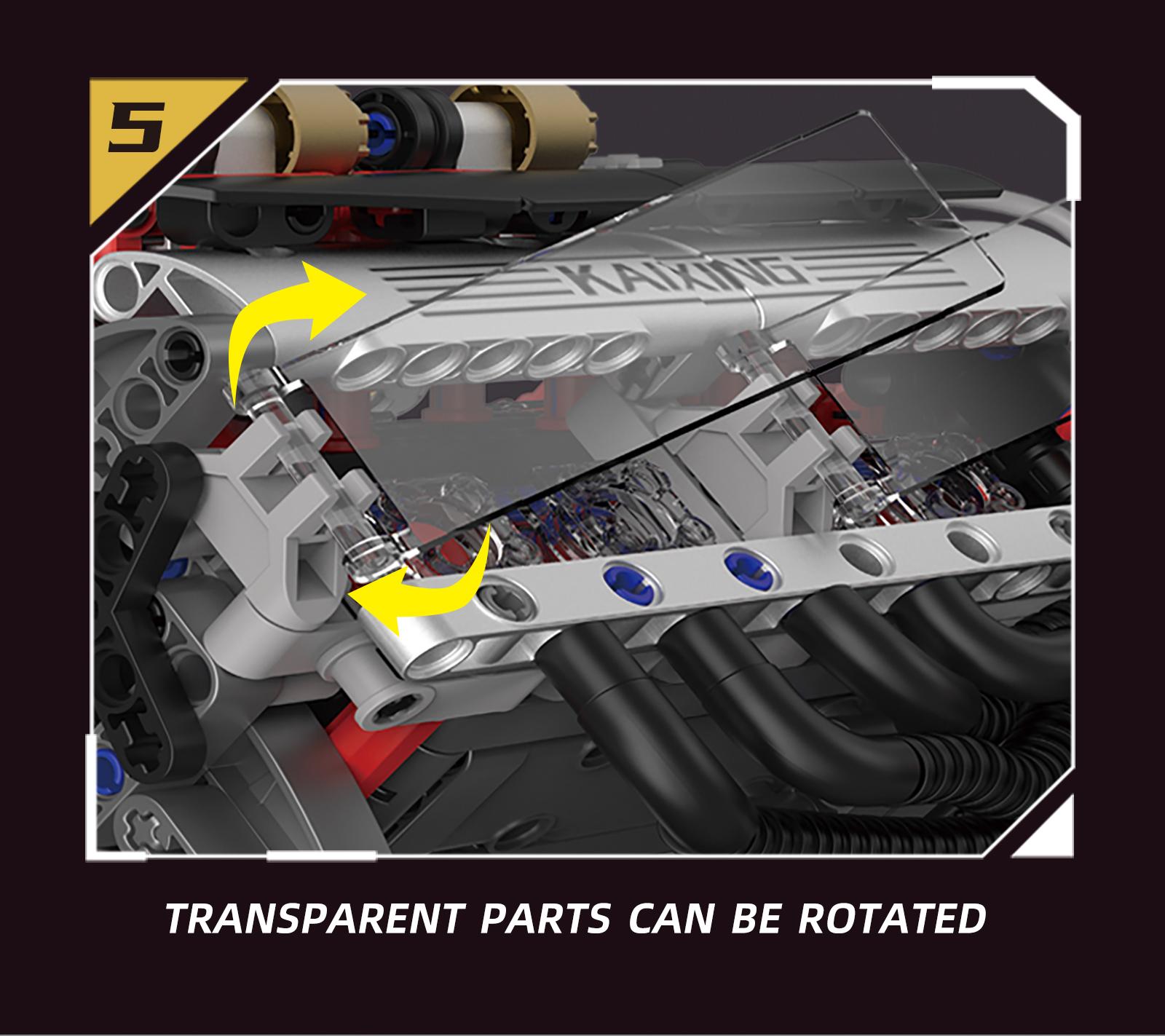 F1 Engine Building Kit, Stem Educational Toy with APP & Remote Control, Visible Gears & LED Lights, Ideal for Adults & Teens, Collectible Home Decor