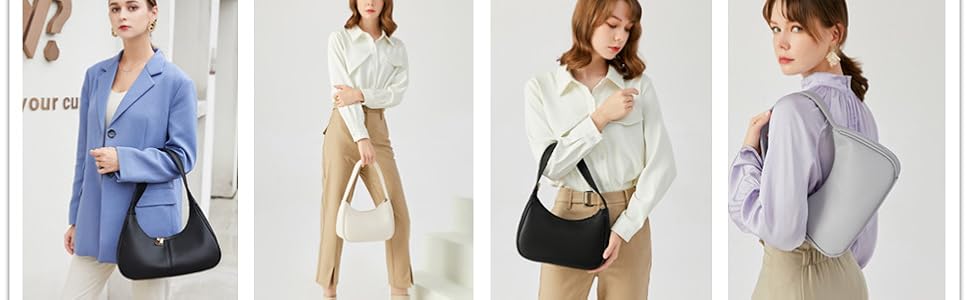 Women's Cute Hobo Tote Shoulder Bag - Mini Clutch Purse with Zipper Closure, Everyday Bag for Musical Instrument Accessories Storage
