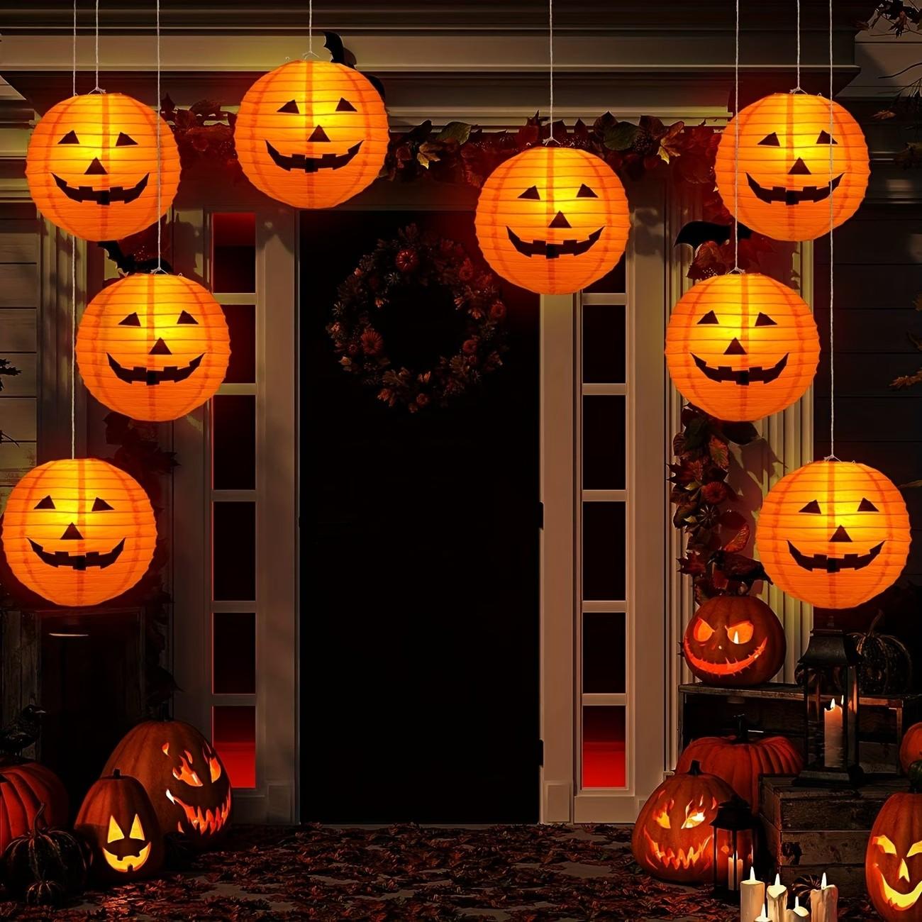 10 sets, Halloween pumpkin lanterns for courtyard decoration, low-cost horror setup, detachable scene setup, scary Thanksgiving scene paper lanterns