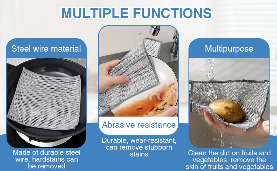 20-Count Non-Scratch Wire Dishcloths, Double-Layer Multipurpose Reusable Towels – Polyester Wiping Cloth for Kitchen Sinks, Pans, Washable Durable Cleaning Supplies for Wet & Dry Use, Housekeeping Essentials (Summer Sale) 20-Count Non-Scratch Wire Dishcloths, Double-Layer Multipurpose Reusable Towels – Polyester Wiping Cloth for Kitchen Sinks, Pans, Washable Durable Cleaning Supplies for Wet & Dry Use, Housekeeping Essentials (Summer Sale)