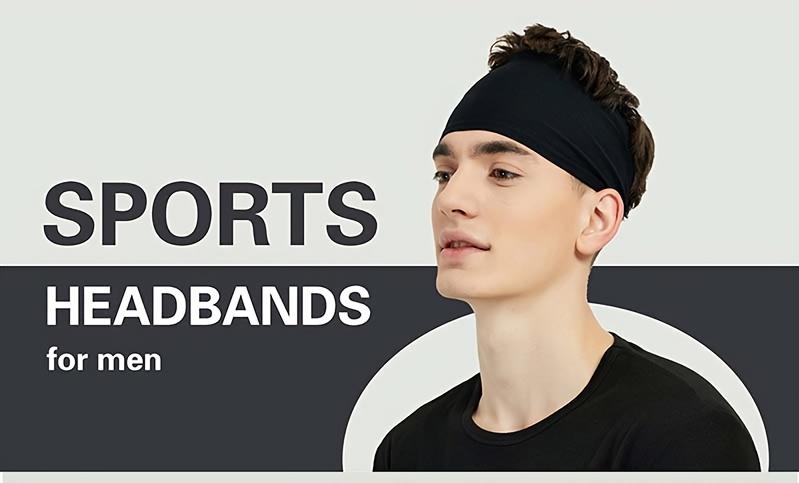 5pcs/1pc Men'S Sports Headband - Sweat Absorbing, Non-Slip, Breathable Fabric for Running, Gym, Basketball, Tennis - Adjustable Headband for Men And Women