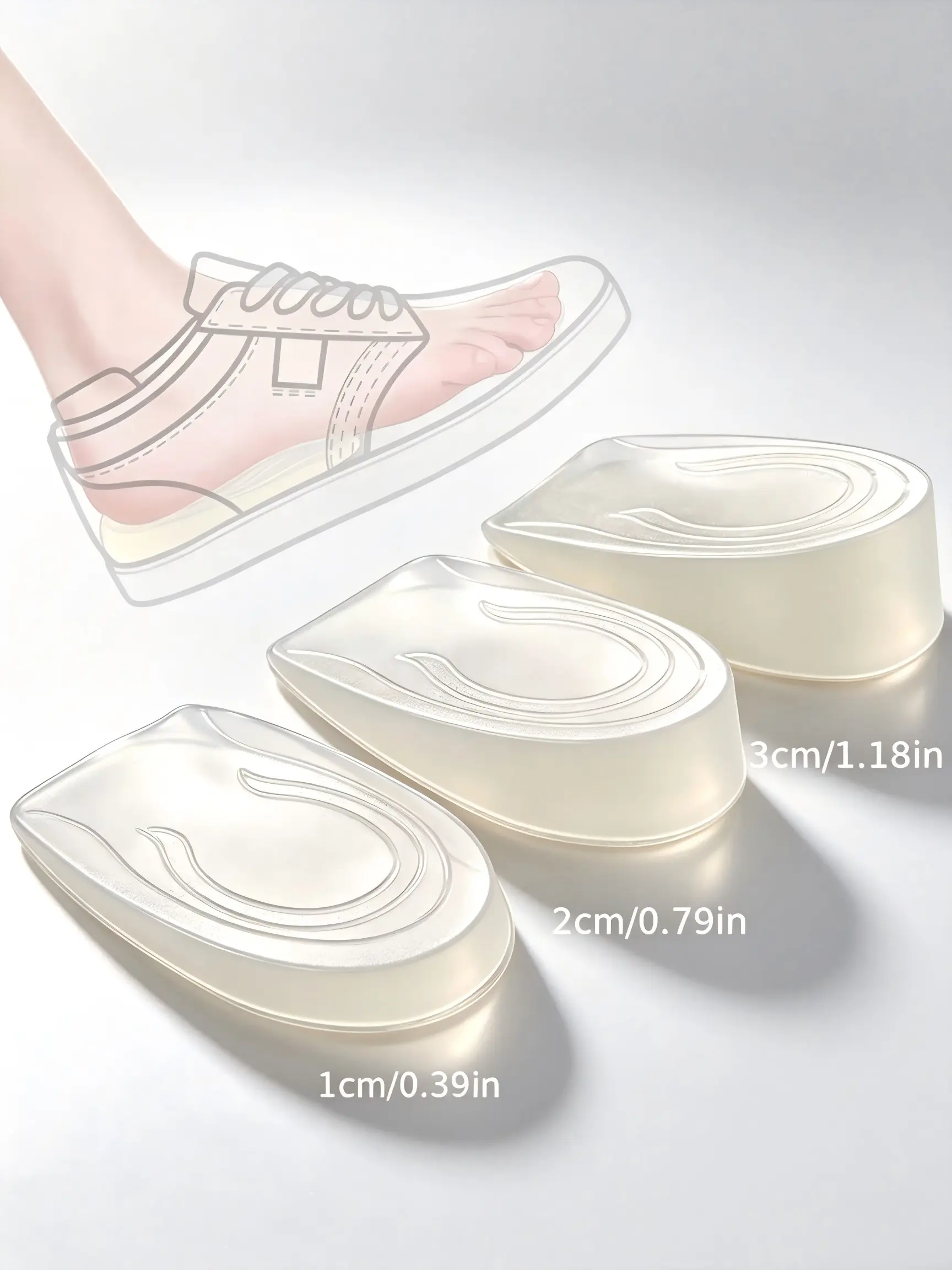 Invisible Height Increase Insoles for Women, PU Silicone Half Insoles, Soft Comfortable Design, Ideal for All Seasons