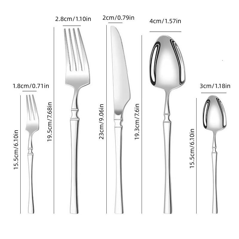 20-Piece Silverware Dinner Set, Stainless Steel Material, Suitable for Four People, Includes Knife, Fork, Spoon, Elegant Tableware