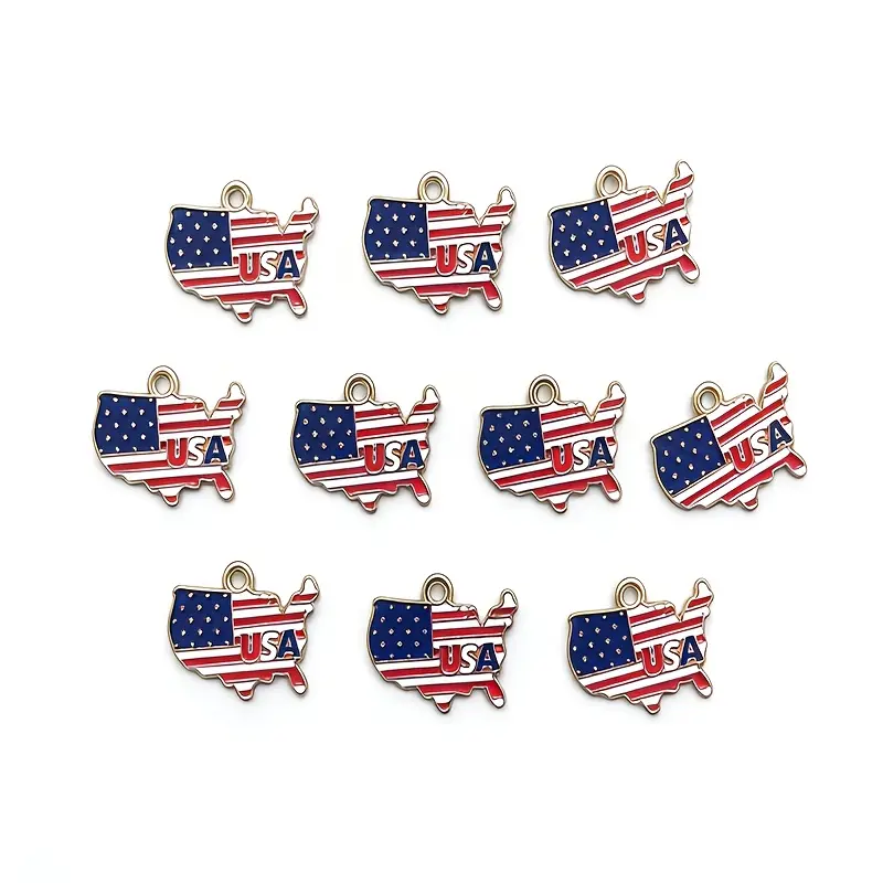 45 American-Themed Alloy Metal Star-Shaped Handmade Charms, DIY-Friendly Jewelry Making Accessories for Necklaces, Bracelets, Earrings - Independence Day Gift