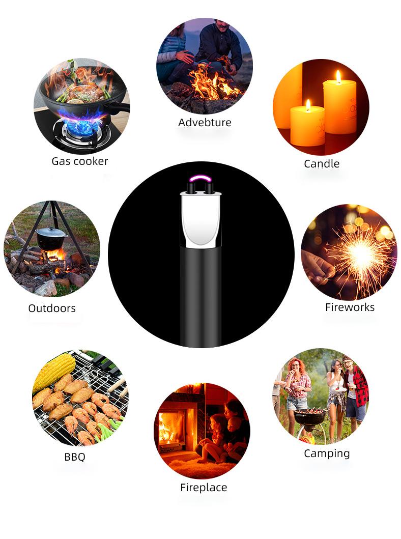 1PCS windproof USB rechargeable metal arc lighter , suitable for candles, gas stoves, outdoor kitchens, barbecues, camping - 170mAh battery, home gadgets, ideal for Valentine's Day and New Year's gifts