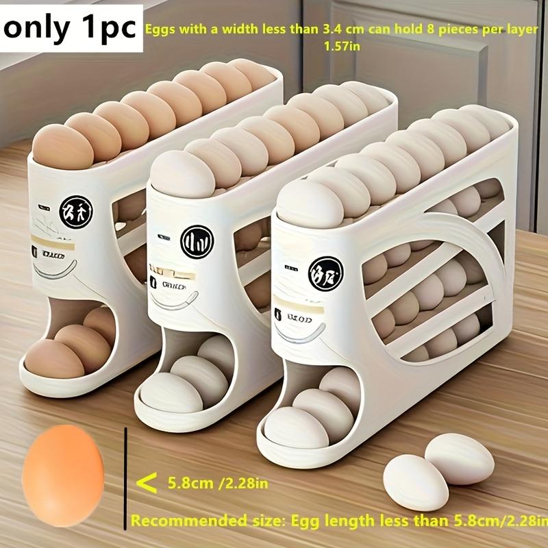32-Egg Capacity 4-Tier Fridge Egg Organizer | Side Door Storage for Kitchen | Auto-Rolling Multi-Layer Large Capacity Egg Holder