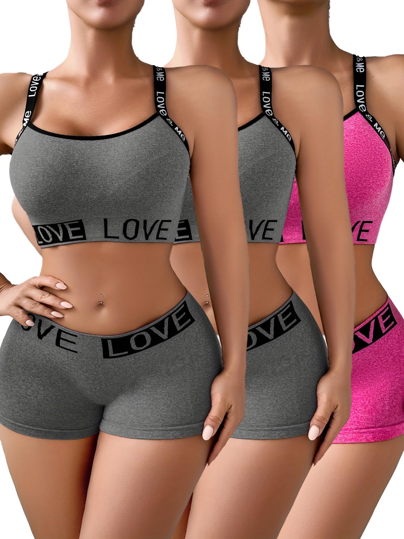 Women's 3/4/5 Piece Lingerie Set, Top and Bottoms, Seamless Comfort, Daily Wear, Casual Style, Fitted, Medium Support, All Seasons