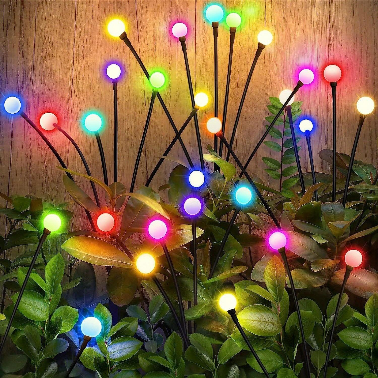 2-Pack Solar Lawn Firefly Lights, LED Fan Firefly Ground Lamp, Waterproof Outdoor Solar Light, Outdoor Solar Lighting