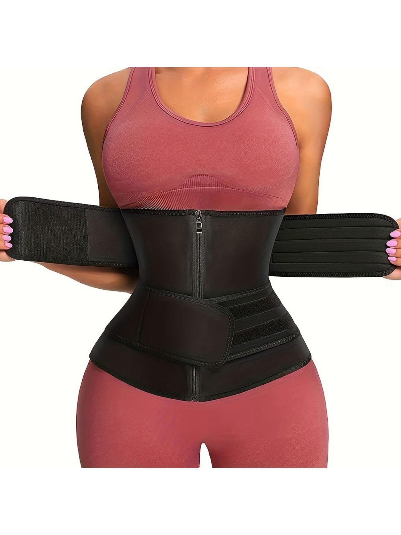 Waist Trainer for Postpartum Recovery, Dual Waist Belt with Zipper Closure, Sweat-Inducing Exercise Band, Belly Control & Body Shaping