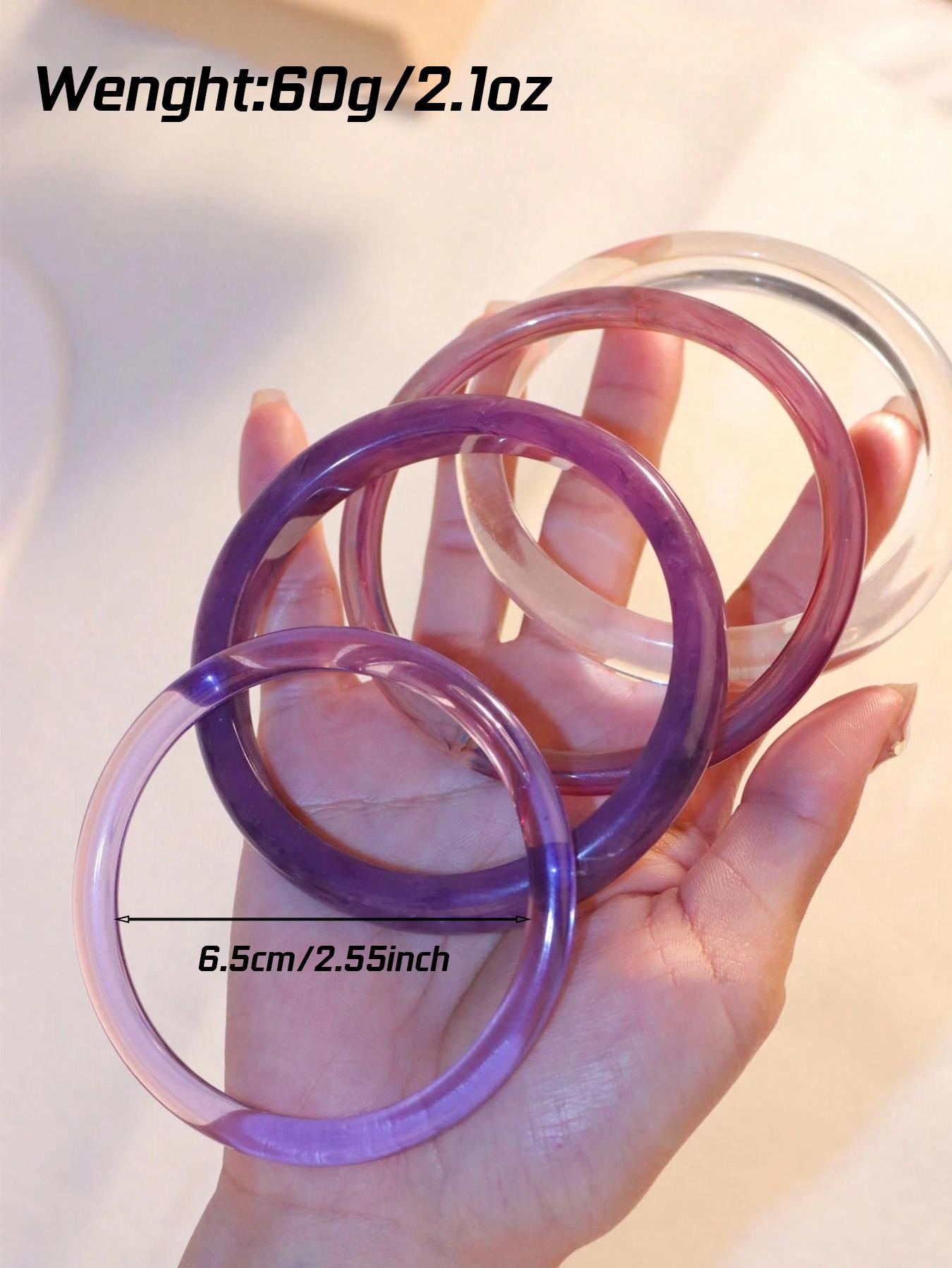 Elegant Retro Bracelet Set, 4 Pcs, Lavender Acrylic, Fashionable Minimalist Design, Women's Accessories, Daily & Party Wear