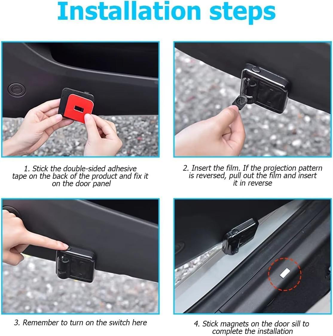 Universal American Eagle Flag 3D Laser Door Welcome Lights, Wireless Sensor Drill-Free & Non-Destructive Installation, Car Door Ground Courtesy Lights, Compatible With All Vehicle Models