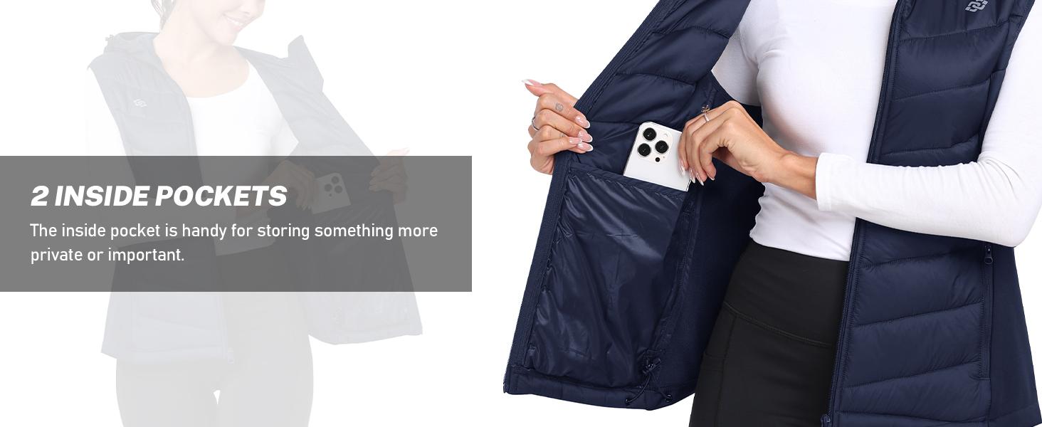 MoFiz Women's Puffer Vest Lightweight Hooded Warm Fleece Lined Hybrid Softshell Hiking Winter Sleeveless Zip Vest