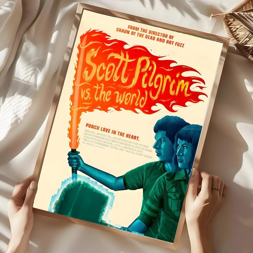 S-Scott P-Pilgrim vs. the World Poster Illustrations Wall art print art suitable for living room bedroom bar parlor home decoration gift  Custom Photo Poster  Personalized Wall Art