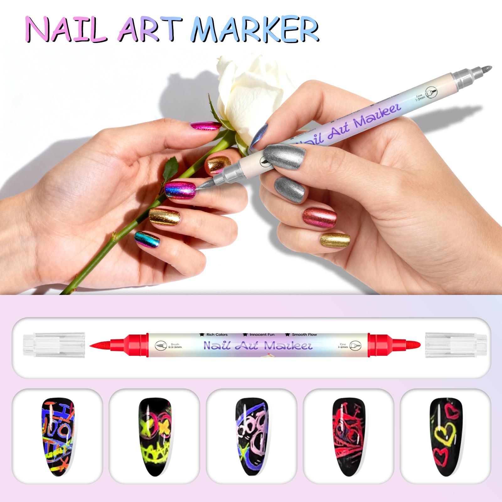 12/24 Color Nail Art Pens, 0.5 MM Precision Tip Nail Polish Pens Set Drawing Painting Point Liner Acrylic Painted Pen Beginner Manicure Kit, Waterproof and Quick-drying Nail for DIY Nails Art Design Manicure Tools, Multicolor