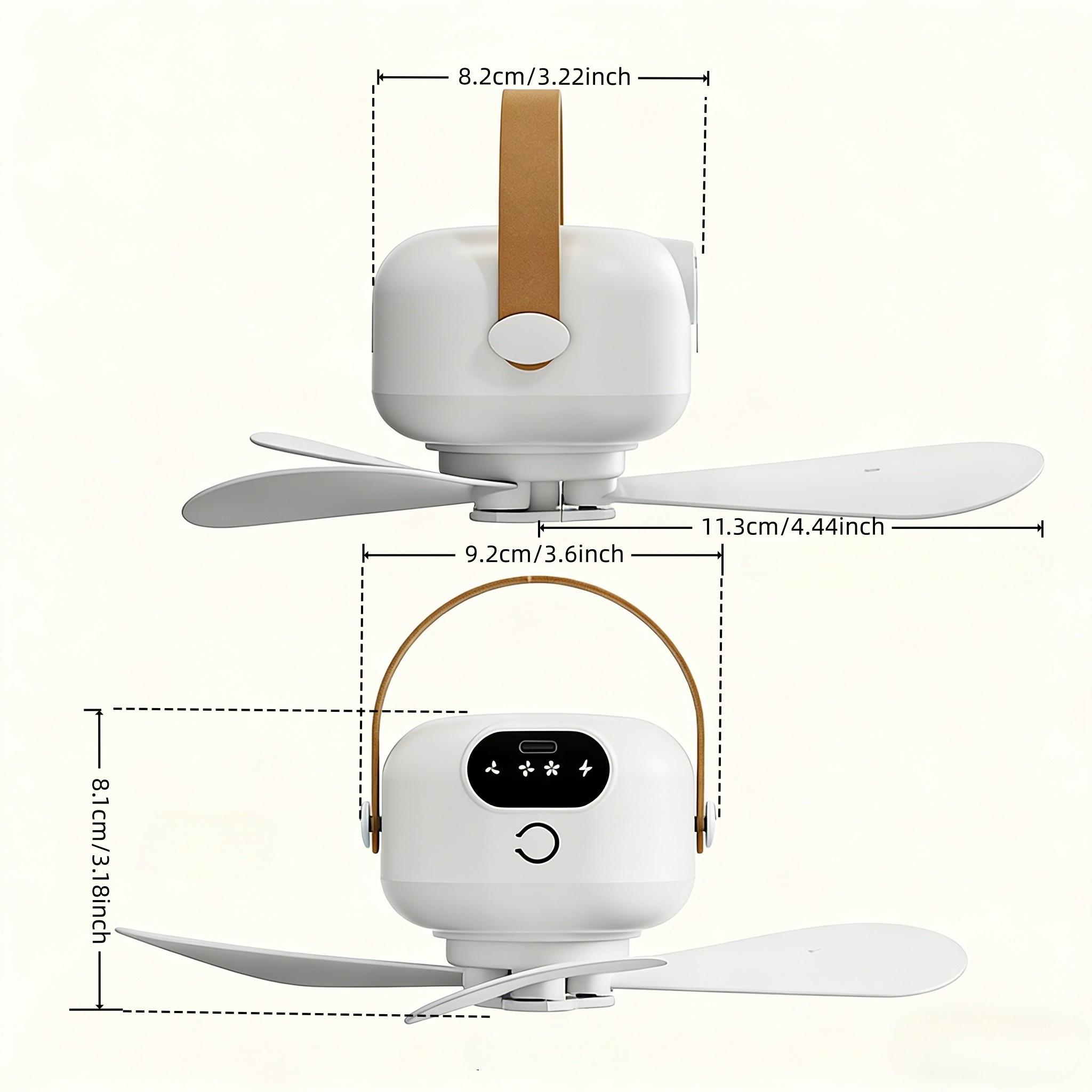 Rechargeable LED Ceiling Fan with Remote Control, Light sound big wind, Portable Battery Powered Fan, USB Charging, Led Lighting Fan, Ideal for Camping, Dorms, Home