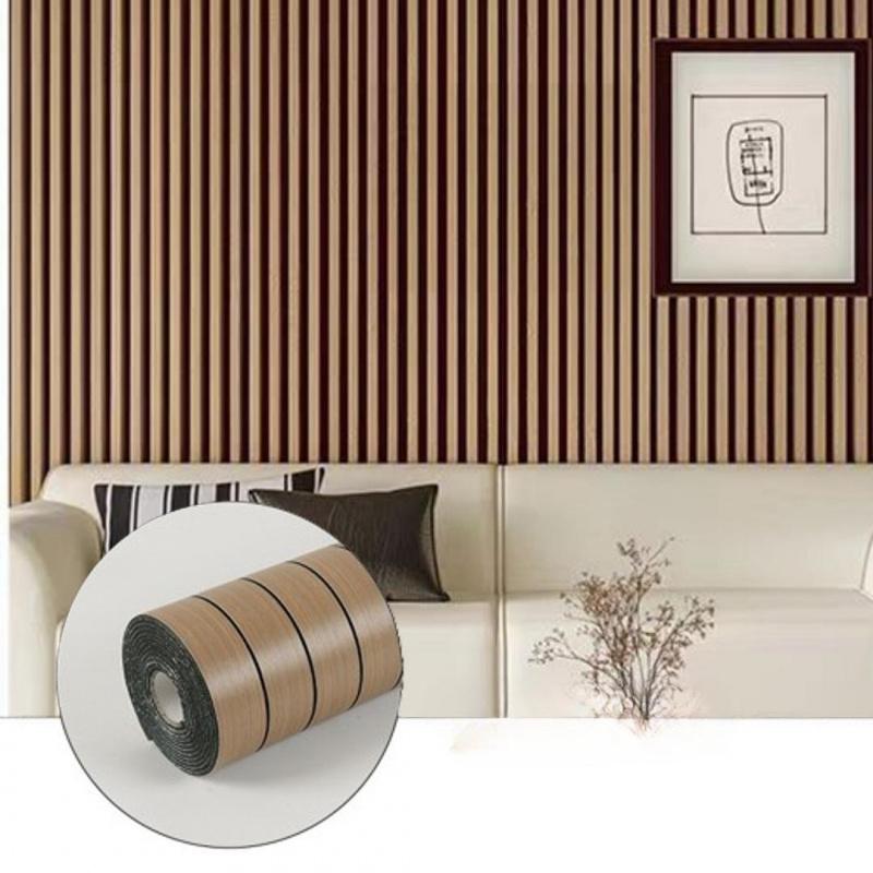 1 Roll Wood Grain Striped Wall Sticker | Thickened 3D Textured Self-Adhesive Wallpaper, Waterproof for TV Background, Bedroom, Living Room & Ceiling | Cuttable Easy-to-Stick Faux Wood Panel, Moisture-Proof