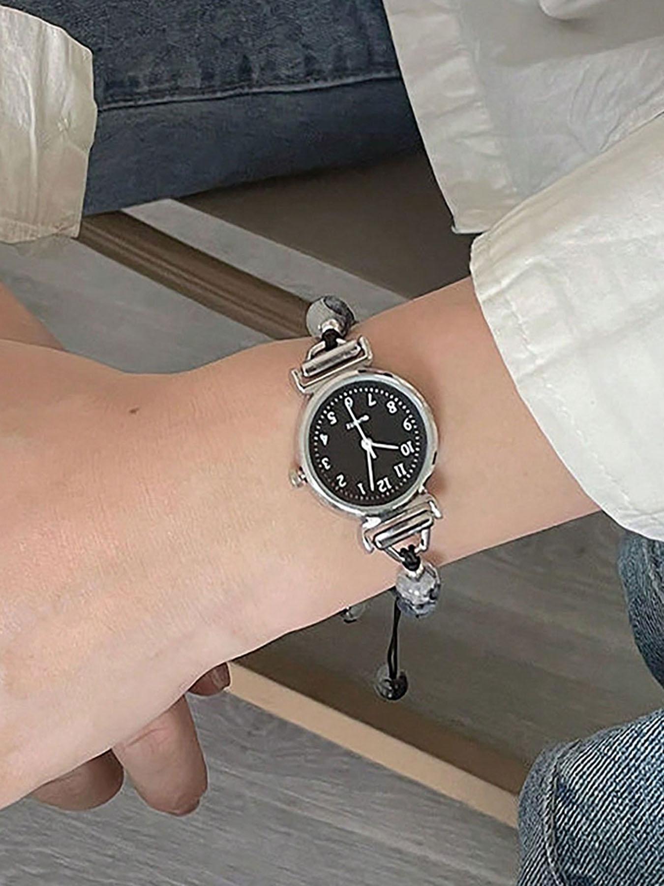 Fashion Bead Bracelet Watch with Adjustable Strap Pendant Women's Quartz Watch, Daily Matching and Gift for Friends