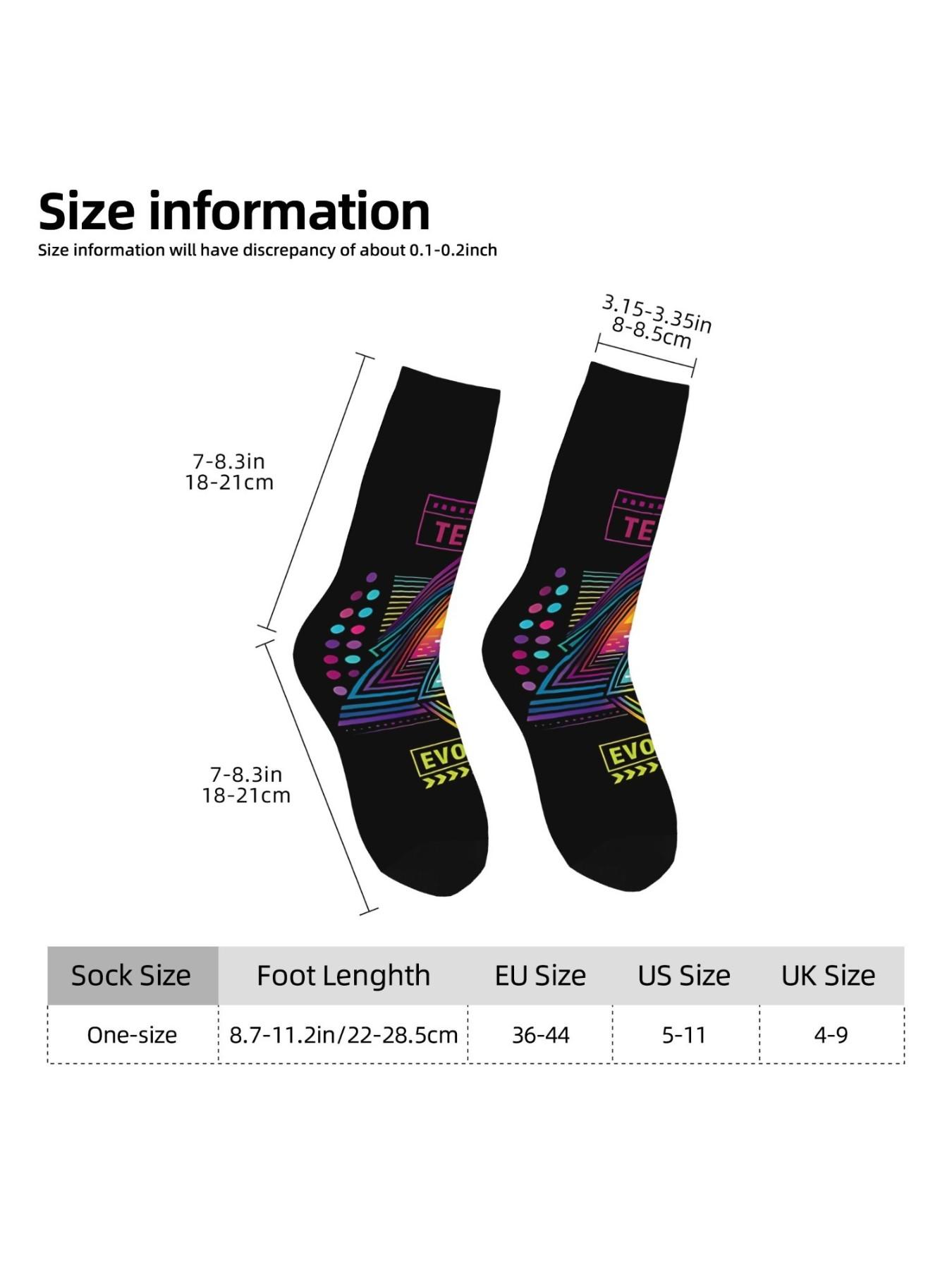 1 Pair Stylish Abstract Design Men's compression Socks Harajuku Pattern Printed Funny Novelty Happy Crew Sock Breathable Compression Socks