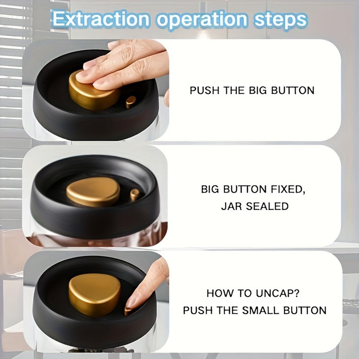 Vacuum Pump Sealed Glass Jar | Food Freshness Locking Canister | Kitchen Organizer for Coffee, Tea, Nuts | Single Unit