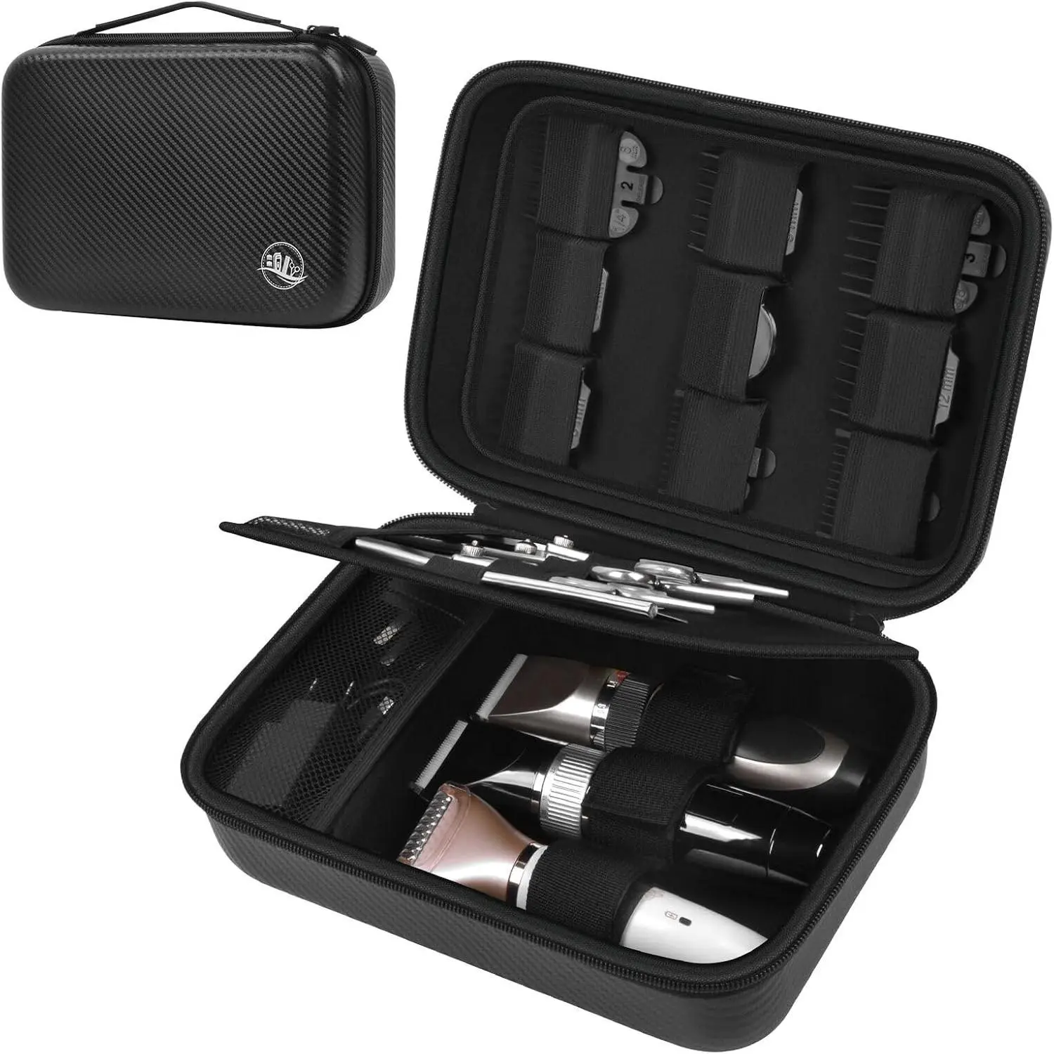 Barber Accessories Bag for Clippers and Supplies, Mens Hair Trimmers Box, Portable Clipper Storage Holder Organizer for Hair Cutting, Guard Grooming Kit and Barbers Supplies (Bag Only) -Black