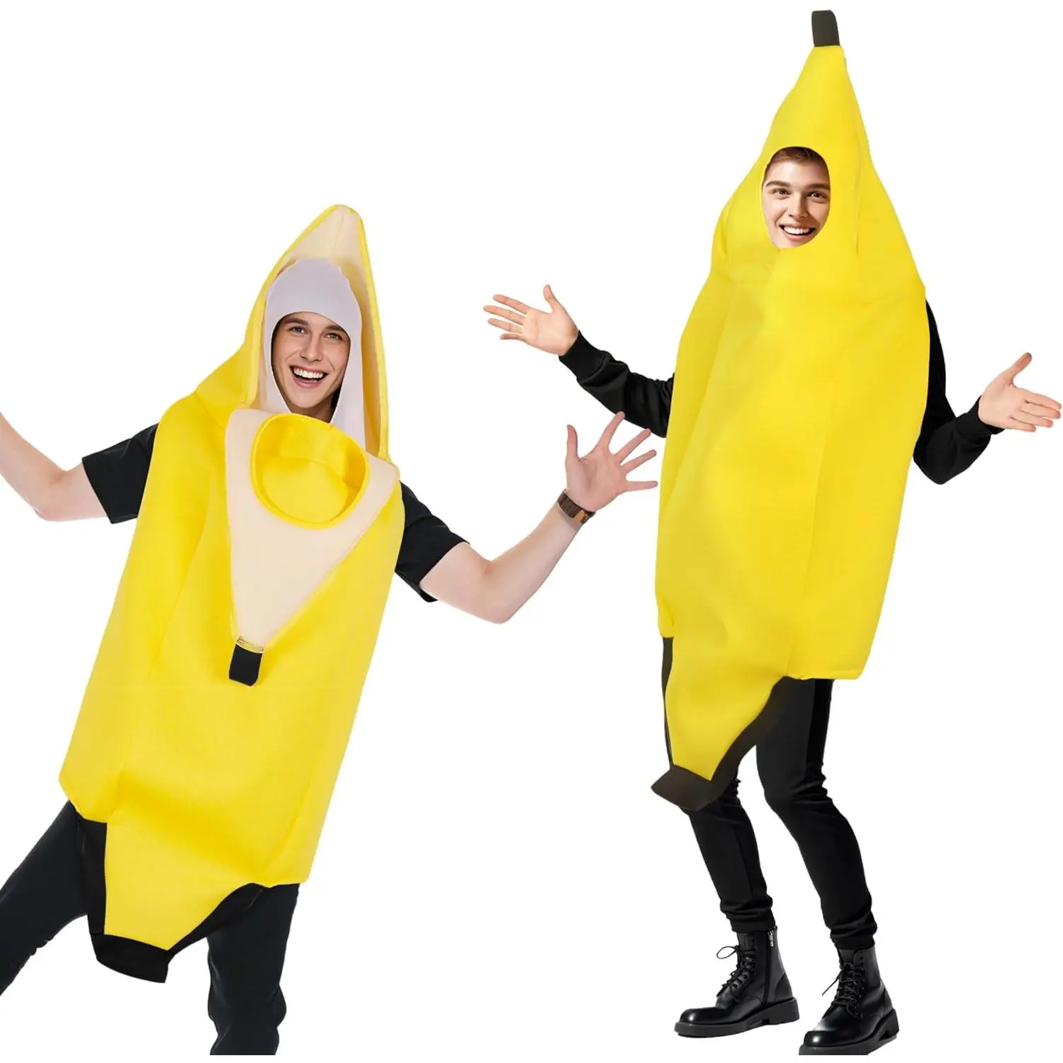Banana Costume Adult, Yellow Peelable Fruit Tunic for Men Women Halloween | Deluxe Dress Up Set, One-Piece, Roleplay Outfit