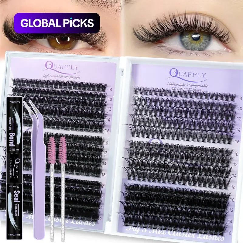 Individual False Eyelashes Kit, 1 Box Natural Look Eyelash Extensions, Self Grafting Curl Eyelashes, Eye Makeup Enhancement for Women