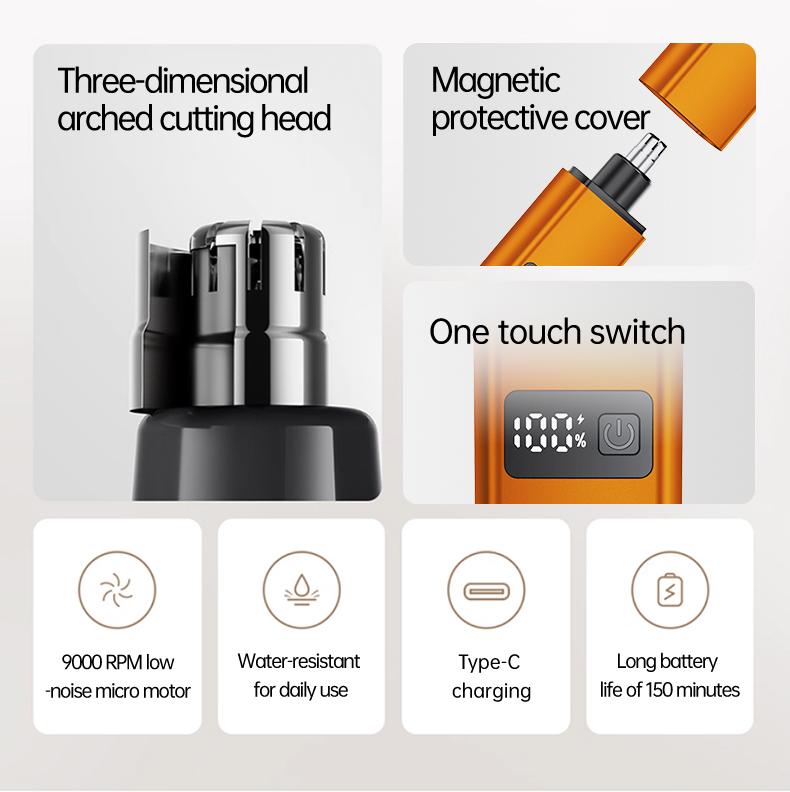 WPBB Electric Nose Hair Trimmer,Professional Painless Eyebrow & Facial Hair Trimmer for Men Women,Led Display Nose Clipper,Nose and Ear Hair Trimmer Travel,Easy to Clean,Gifts for Men Women