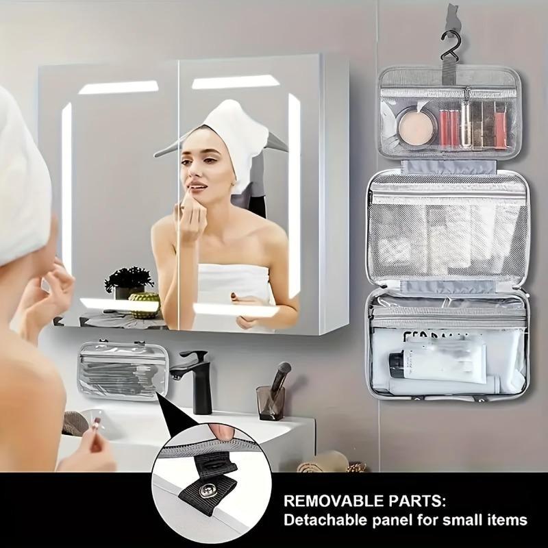 Waterproof Foldable Toiletry Bag, 1-Count Multifunctional Travel Cosmetic Organizer, Large-Capacity Portable Hanging Toiletry Bag for Business Trips, Vacations, Gym and Camping, Multifunctional Toiletry Bag