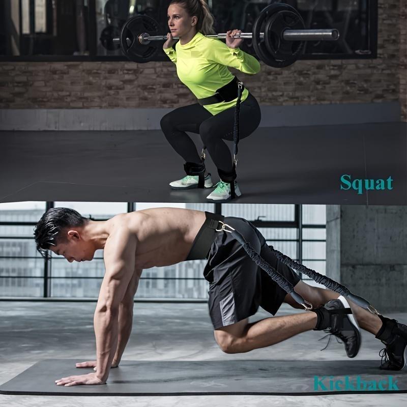 High Resistance Jump Trainer Set, Adjustable Bands for Jumping, Dunk Training, Speed & Agility, Includes Waist Belt, 2 Ankle Straps, 4 Latex Tubes