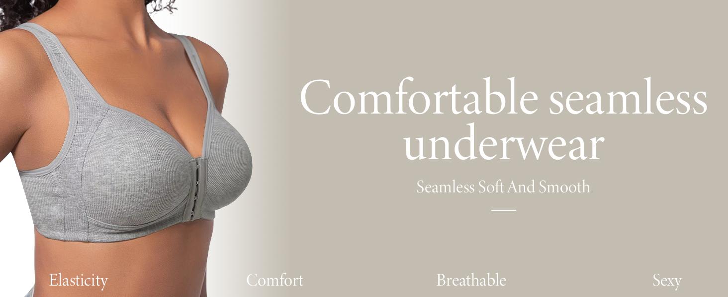 4 Pack Adjustable Easy-Hook Front Closure Push-Up Bra, Wire-Free Seamless with Side Support for Smoothing Lightweight Comfort in Spring & Summer SpringStatements 4 Pack Adjustable Easy-Hook Front Closure Push-Up Bra, Wire-Free Seamless with Side Support for Smoothing Lightweight Comfort in Spring & Summer SpringStatements