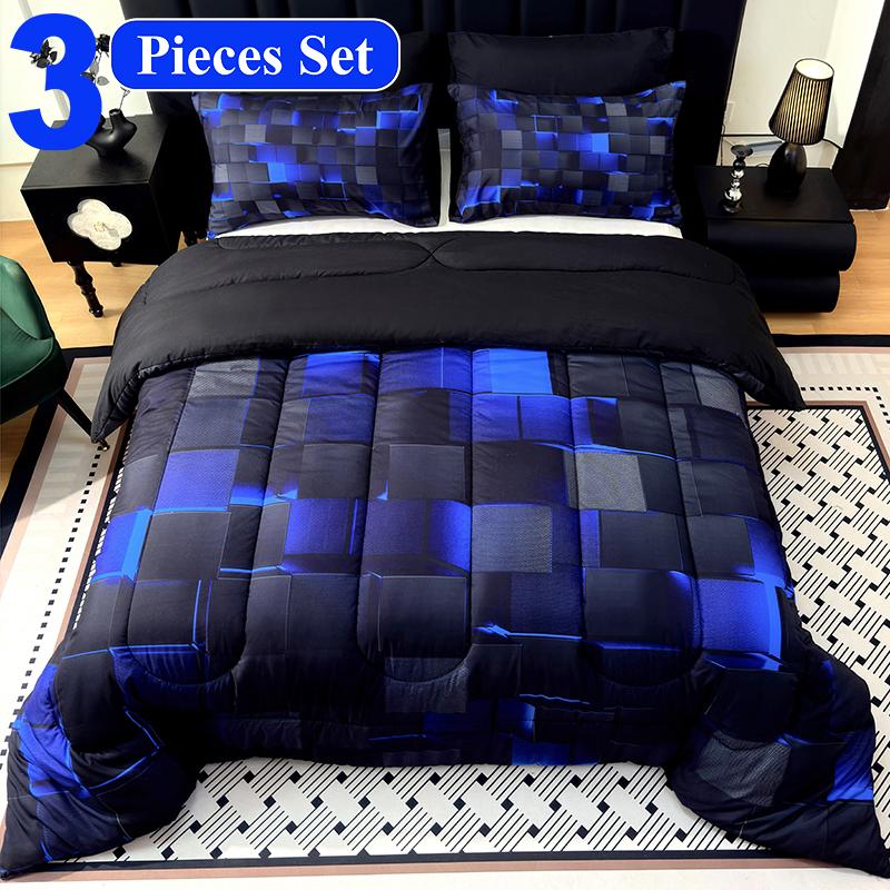 [Weekly Deals]Four Seasons Technology quilt Set 3/6/7-piece set,digital printing,available all year,a must for avant-garde bedrooms,instantly adding a cyber atmosphere,a modern room is quickly refreshed,technology-themed bedding,bedroom decoration,