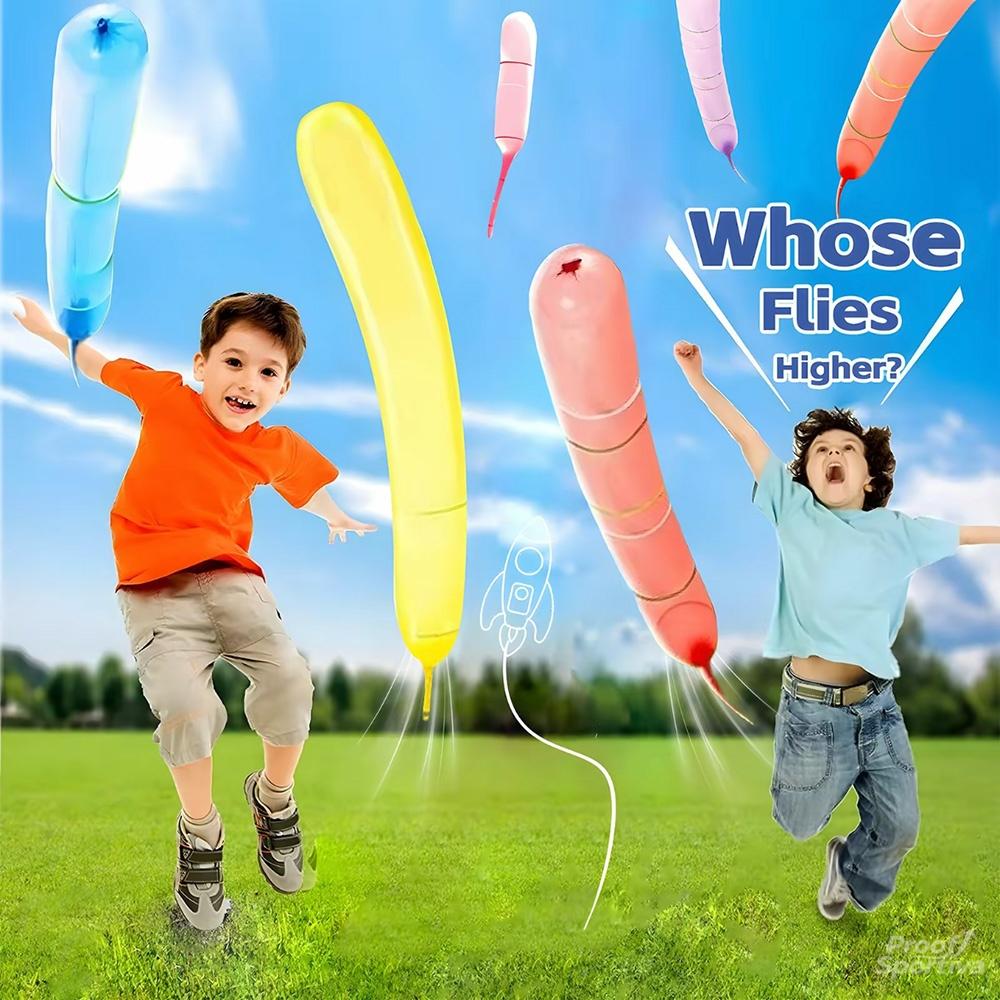 100 rocket balloons with two air pumps, colorful giant rocket balloons for parties