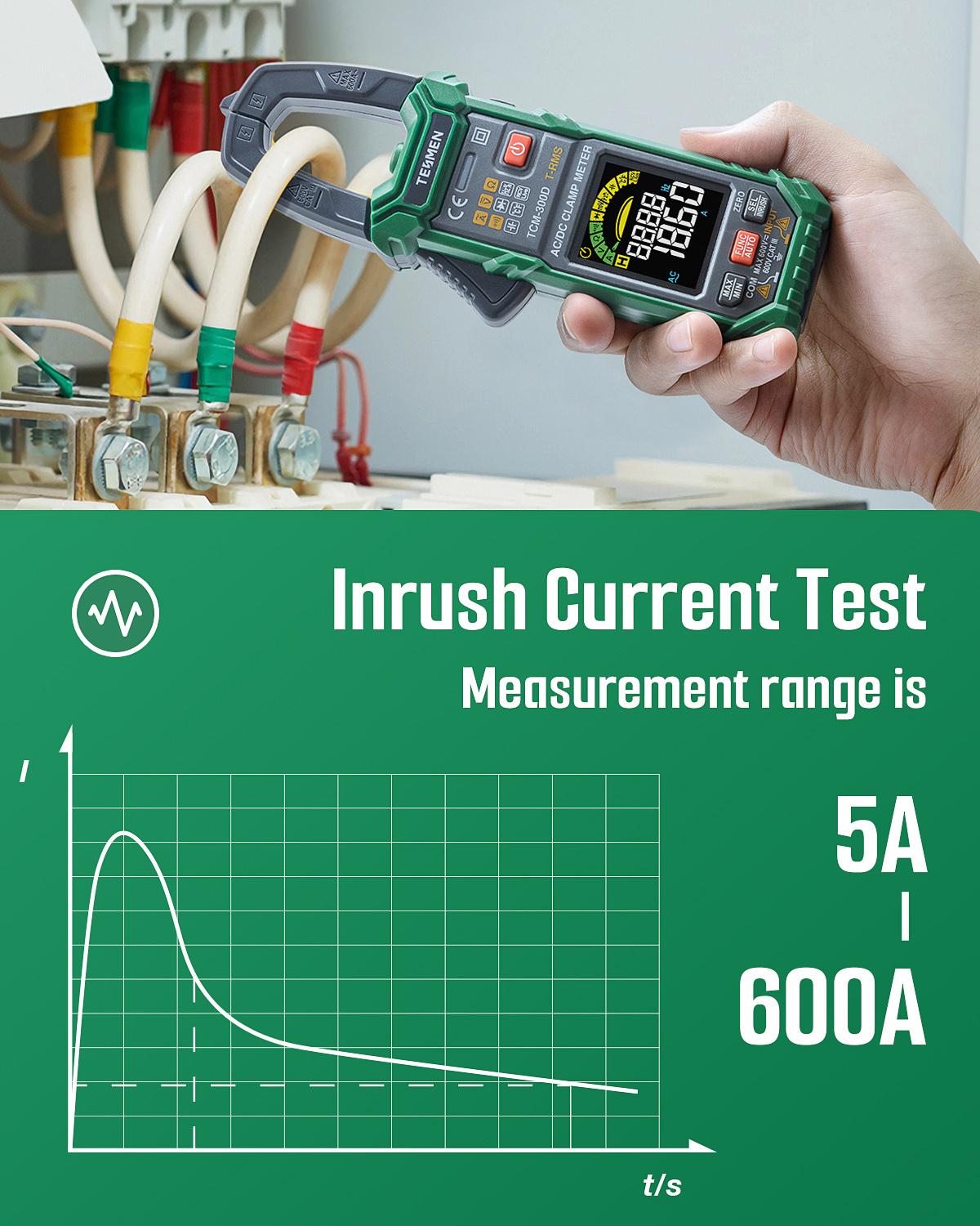 TESMEN TCM-300D Smart Clamp Meter, 6000 Counts, Smart Measurement, Auto-Ranging with AC/DC Voltmeter, Non-Contact Voltage Detection, Measures AC/DC Volatge, AC/DC Current, Resistance, Capacitance, Diode, Temperature, Continuity, Hz% Digital Multimeter