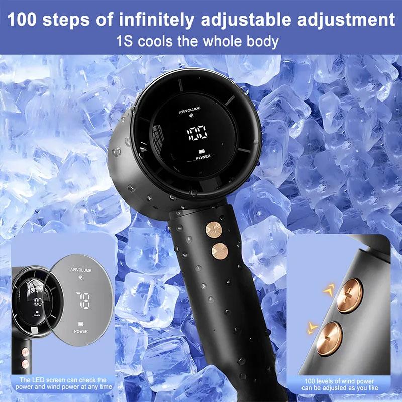 1Count N68 Handheld Fan Portable Turbo Fan Air Cooler 100 Wind Speeds Adjustment High Speed Fan