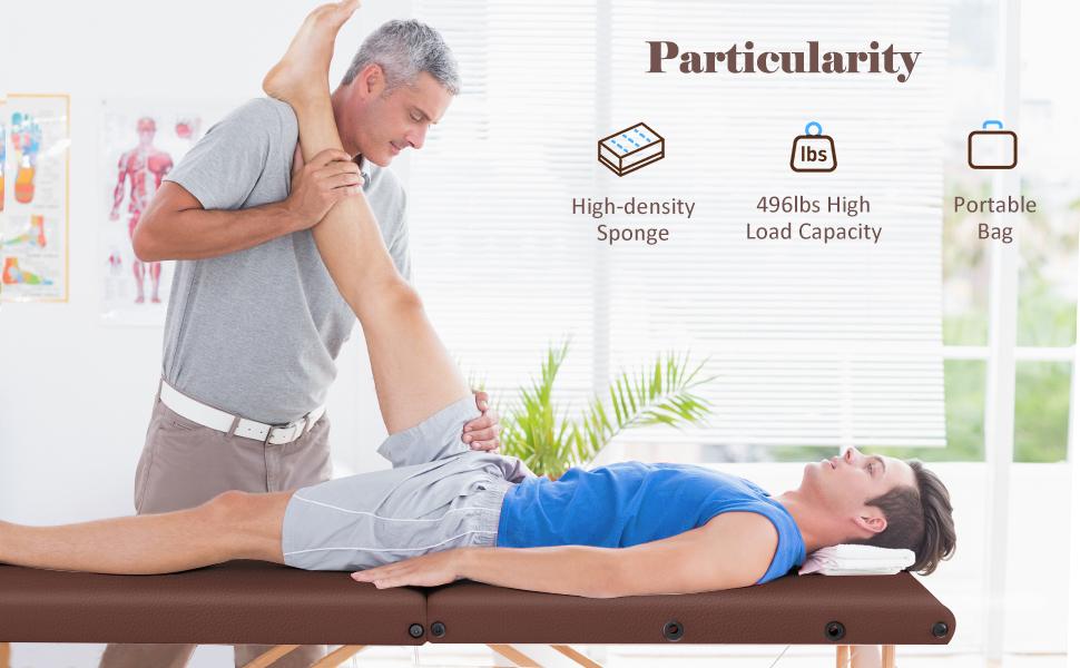 Massage Table Portable Wide Massage Bed 84 Inches Spa Bed 2 Fold Table 9 Heigh Adjustable Carry Case Salon Bed Face Cradle Bed Brown